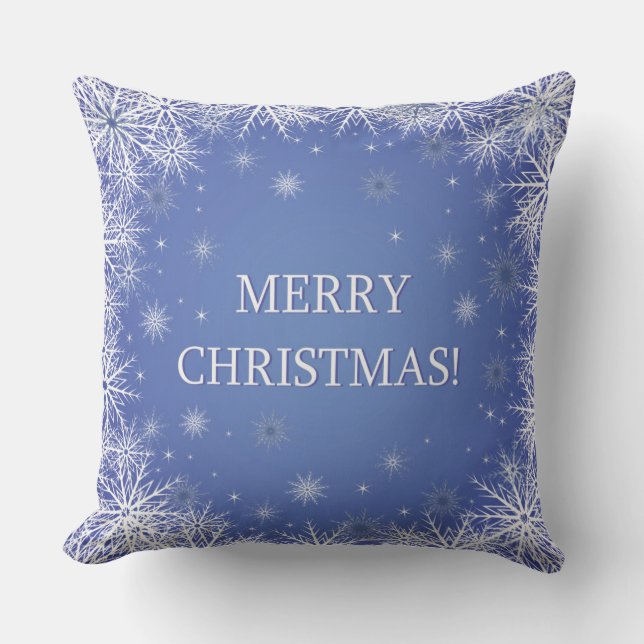 Blauwe en witte snowflakes kerst kussen (Voorkant)