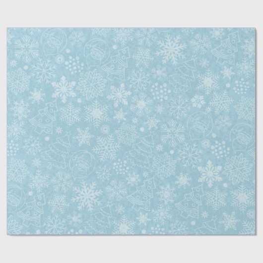 Blauwe en witte snowflakes kerst Nieuwjaar feestda Cadeaupapier (Vlak)