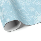 Blauwe en witte snowflakes kerst Nieuwjaar feestda Cadeaupapier (Rol Hoek)