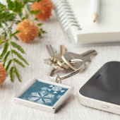 Blauwe en witte snowflakes kerst sleutelhanger (Zijkant)