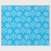 Blauwe en witte snowflakes Pattern kerstak Cadeaupapier (Vlak)