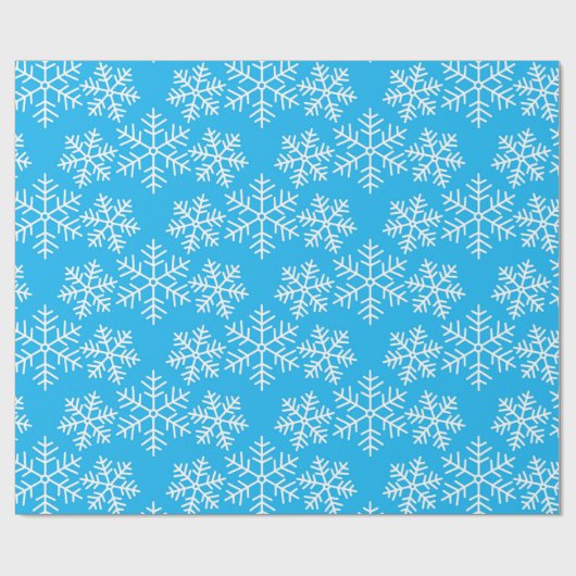 Blauwe en witte snowflakes Pattern kerstak Cadeaupapier (Vlak)