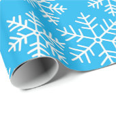 Blauwe en witte snowflakes Pattern kerstak Cadeaupapier (Rol Hoek)