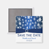 Blauwe en Witte Snowflakes sparen de Magnet van de (Voorkant / Achterkant)