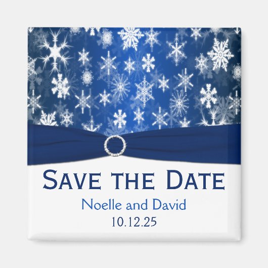 Blauwe en Witte Snowflakes sparen de Magnet van de (Voorkant)