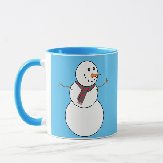 Blauwe en witte Snowman Print Coffee Mok (Links)