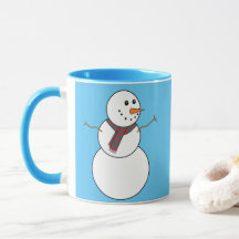 Blauwe en witte Snowman Print Coffee Mok