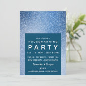 Blauwe en witte Speck, Housewarming Party Invite Aankondiging (Staand voorkant)
