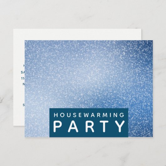 Blauwe en witte Speck, Housewarming Party Invite Uitnodiging Briefkaart (Voorkant / Achterkant)