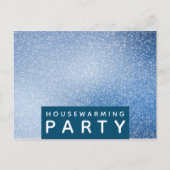 Blauwe en witte Speck, Housewarming Party Invite Uitnodiging Briefkaart (Voorkant)