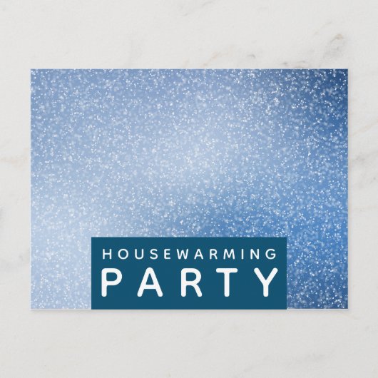 Blauwe en witte Speck, Housewarming Party Invite Uitnodiging Briefkaart (Voorkant)