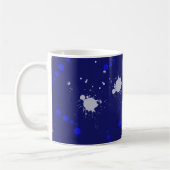 " blauwe en witte spleet " - design koffiemok (Links)