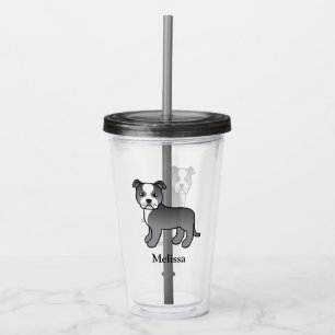 Blauwe En Witte Staffie Schattige Cartoon Hond & N Acryl Drinkbeker