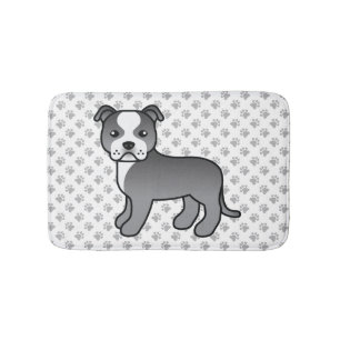 Blauwe En Witte Staffie Schattige Cartoon Hond & P Badmat