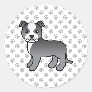 Blauwe En Witte Staffordshire Bull Terrier Hond Ronde Sticker