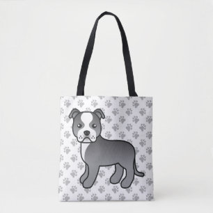 Blauwe En Witte Staffordshire Bull Terrier Hond Tote Bag