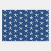 Blauwe en witte Starfish Nautical Stripe Inpakpapier Vel (Voorkant 3)