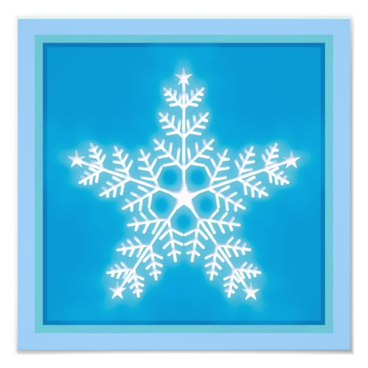 Blauwe en witte ster Snowflake Foto Afdruk (Voorkant)