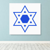 Blauwe en witte ster van David Canvas Afdruk (Insitu (Houten vloer))