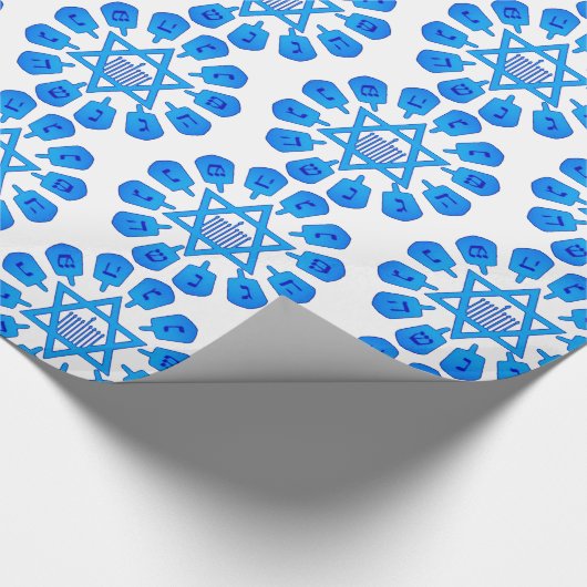 Blauwe en witte ster van David Hanukkah Cadeaupapier (Hoek)