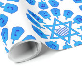 Blauwe en witte ster van David Hanukkah Cadeaupapier (Rol Hoek)
