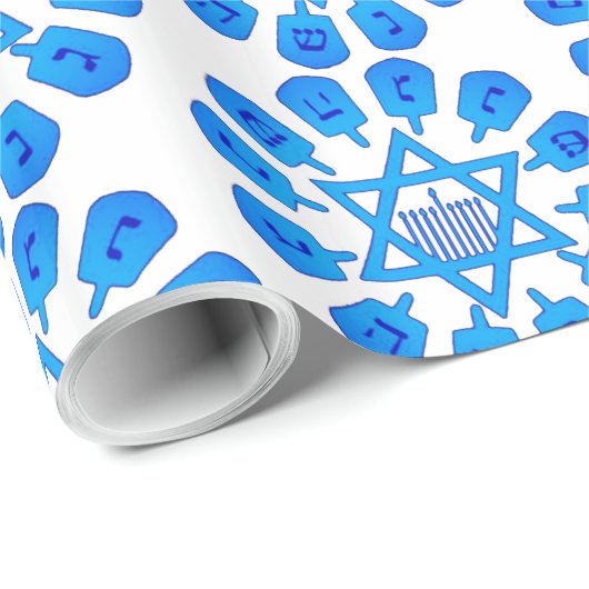Blauwe en witte ster van David Hanukkah Cadeaupapier (Rol Hoek)