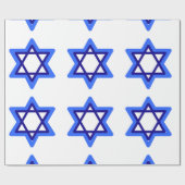 Blauwe en witte ster van David Hanukkah Holiday Cadeaupapier (Vlak)