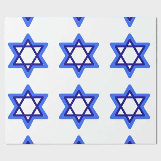 Blauwe en witte ster van David Hanukkah Holiday Cadeaupapier (Vlak)