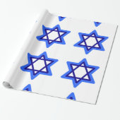 Blauwe en witte ster van David Hanukkah Holiday Cadeaupapier (Uitgerold)