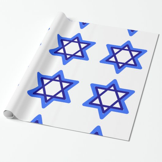 Blauwe en witte ster van David Hanukkah Holiday Cadeaupapier (Uitgerold)
