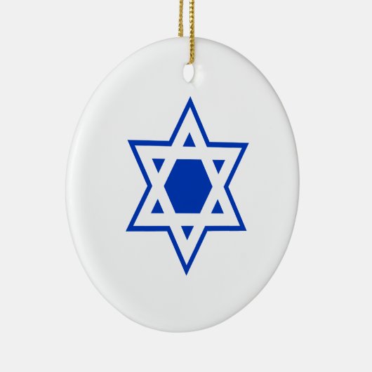 Blauwe en witte ster van David Keramisch Ornament (Rechts)