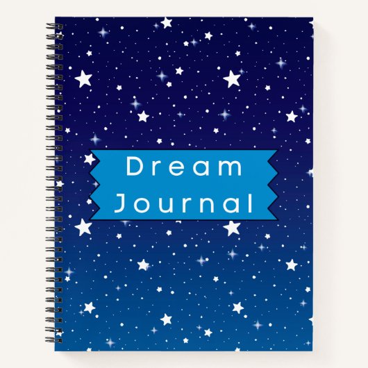 Blauwe en witte sterren en Sky Dream Journal Notitieboek (Voorkant)