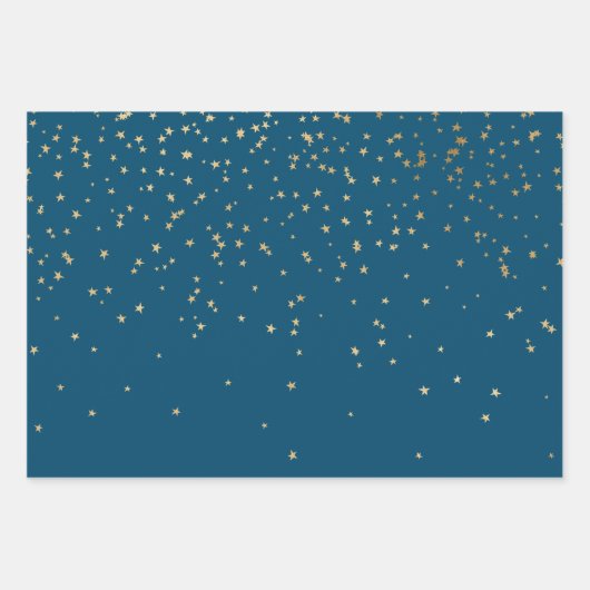 Blauwe en witte sterren inpakpapier vel (Voorkant 3)