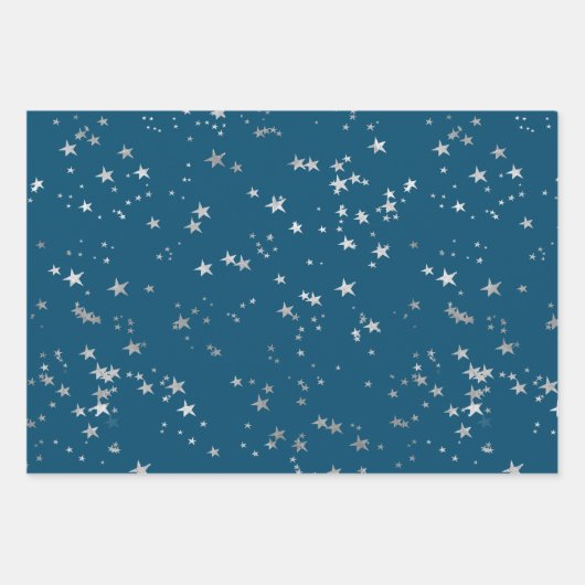 Blauwe en witte sterren inpakpapier vel (Voorkant 2)