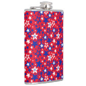 Blauwe en witte sterren op rode badhanddoektafella heupfles (Rechts)