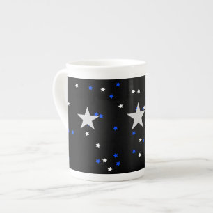 blauwe en witte sterren porselein kop