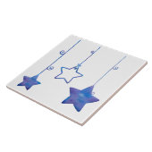Blauwe en witte sterren tegeltje (Zijkant)