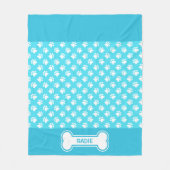 Blauwe en witte stiften en bonen met naam fleece deken (Voorkant)