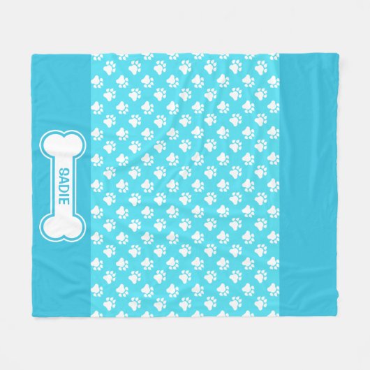 Blauwe en witte stiften en bonen met naam fleece deken (Voorkant (Horizontaal))