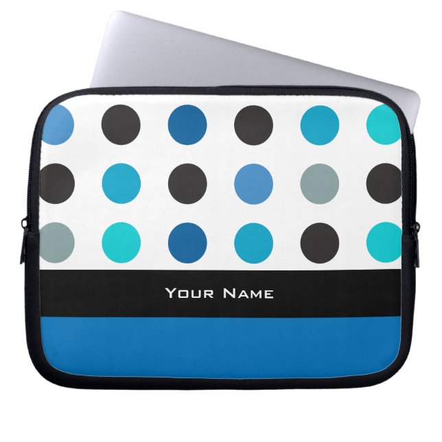 Blauwe en witte stip en stripe laptophoes laptop sleeve (Voorkant)
