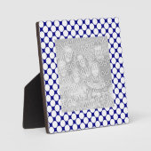 Blauwe en witte Stippen Plaque Fotoplaat (Voorkant)