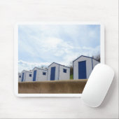 Blauwe En Witte Strandhuisjes Muismat (Met muis)