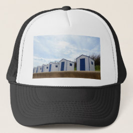 Blauwe En Witte Strandhuisjes Trucker Pet