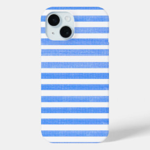 Blauwe en witte streep iPhone 15 case
