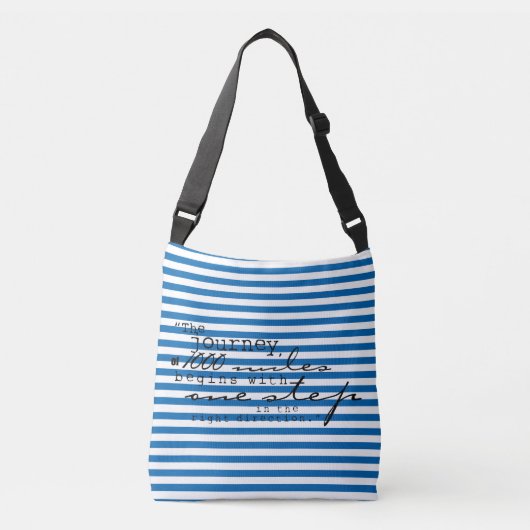 Blauwe en witte streep koel Quote Bag Crossbody Tas (Voorkant)