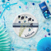 Blauwe en witte streep papieren bordje (Feest)