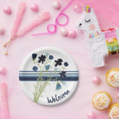 Blauwe en witte streep papieren bordje (Feest)