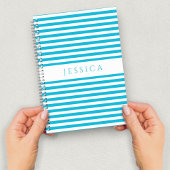 Blauwe en witte streep patroonnaam notitieboek