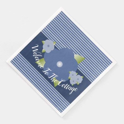 Blauwe en witte streep servet (Hoek)