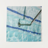 Blauwe en witte streep textiel wandkleed (Voorkant (horizontaal))